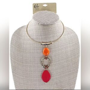 Erica Lyons Gold Necklace with Orange and Red Accents